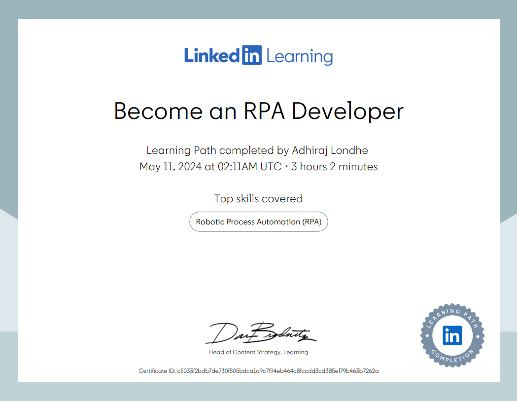 RPA Developer Certificate